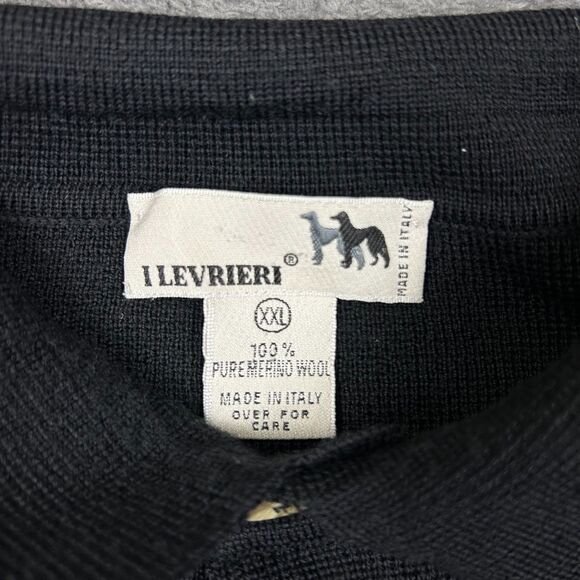 I Levrieri Mens XXL Sweater Black 100% Merino Wool LuxuryItaly Knit Pullover VTG - Picture 6 of 7